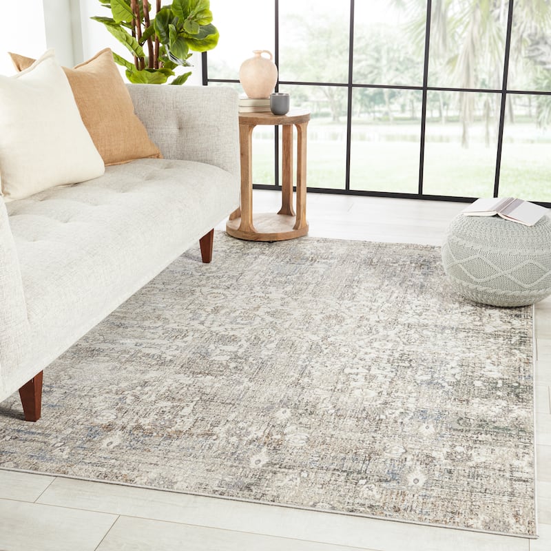 Kenrick Floral Gray/ Light Blue Area Rug