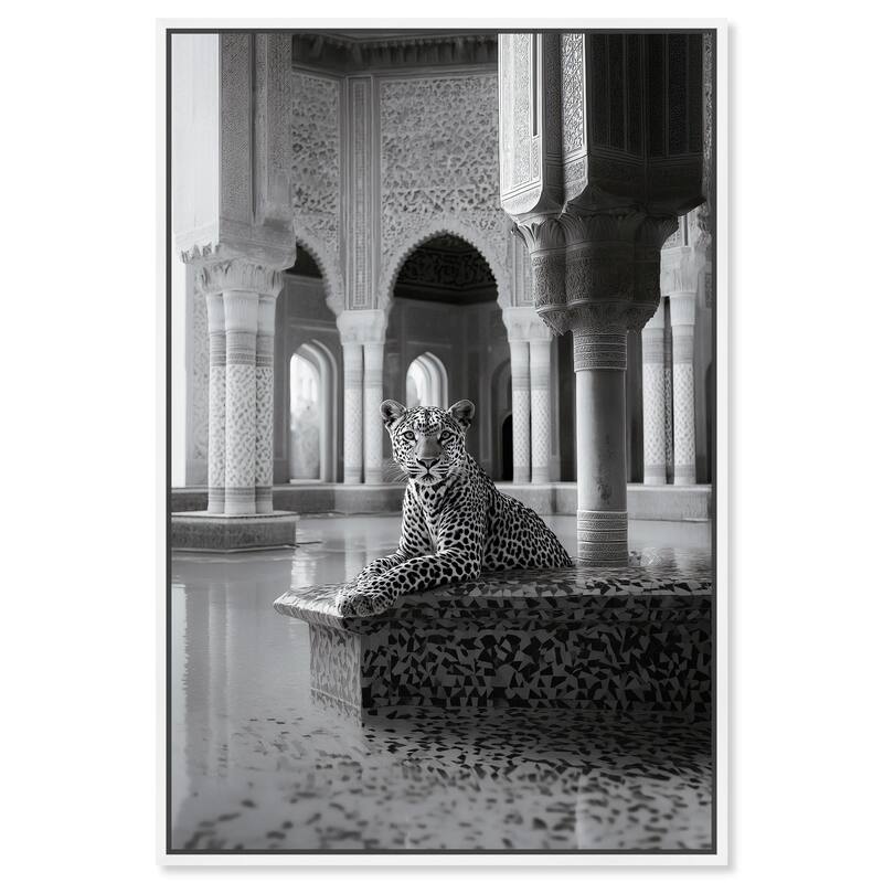 Peaceful Posing Leopard Noir Canvas by Art Remedy - White - 20" x 30"