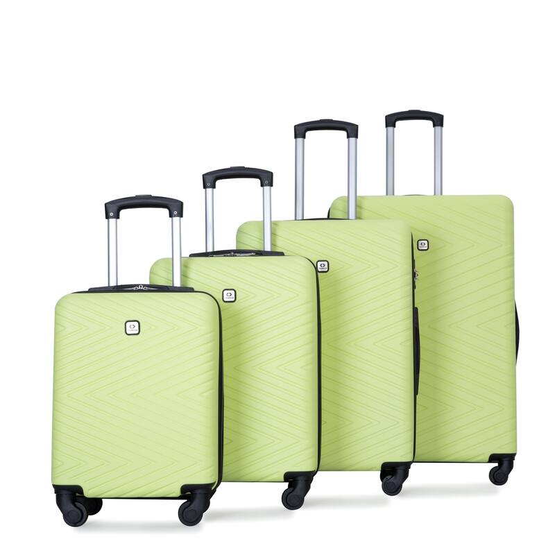 4-Piece Modern Lightweight Luggage with Adjustable Drawbar, Swivel Wheels and TSA Lock, for Boarding Travel, Fluorescent Green