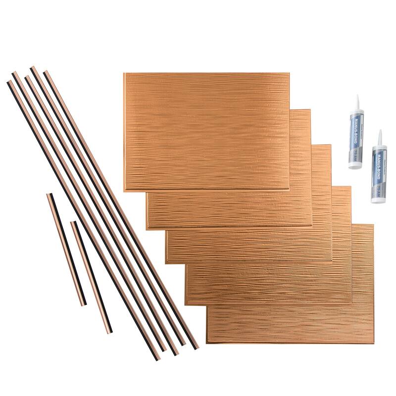 FASÄDE Ripple Decorative Vinyl Backsplash Panel - 15 Sq Ft Kit - Polished Copper