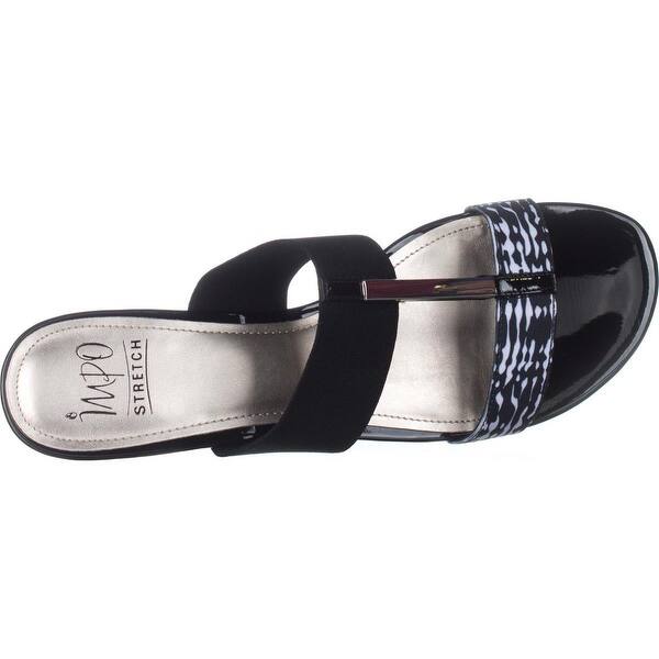 Impo Raziel Slip On Low Wedge Sandals Black White Black 10 Us Overstock 17972163
