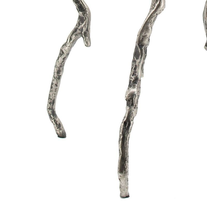 24 Inch Accent Table, Aluminum Metal Branch Tripod Legs, Antique Silver - 23.5 H x 15.5 W x 15.5 L Inches