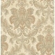 preview thumbnail 2 of 4, Seabrook Designs Rosita Acanthus Damask Unpasted Wallpaper 20.5 in. W x 33 ft. L - Metallic Parchment & Peach