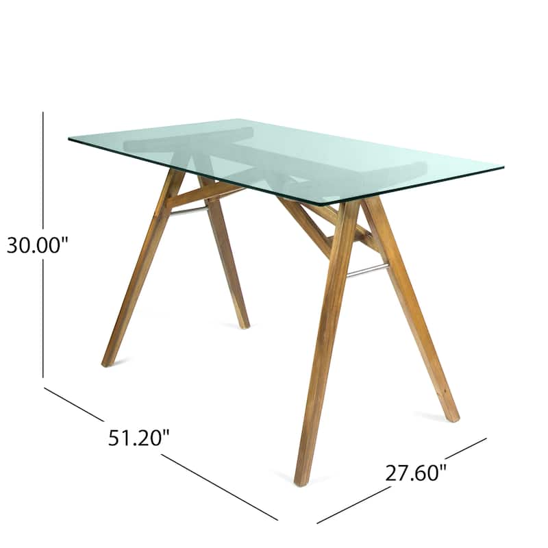 Croxton Mid-Century Glass and Acacia Wood Desk by Christopher Knight Home