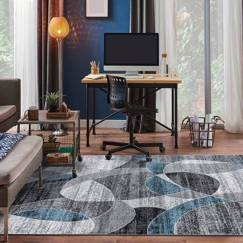 Contemporary Distressed Circle Area Rug