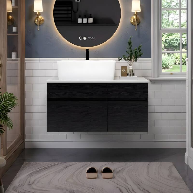 31.5 Inches Floating Single Small Bathroom Vanity with Sink