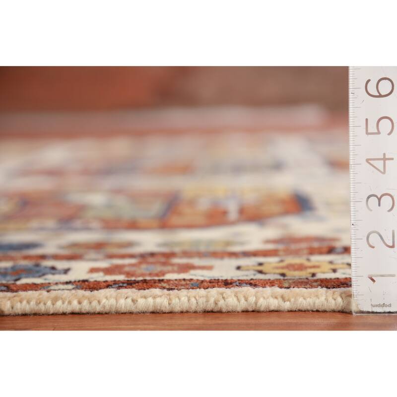 Hand Knotted Oriental 100% Wool Carpet Traditional Geometric Beige & Ivories Heriz (serapi) Area Rug - 10' 0'' X 8' 2''