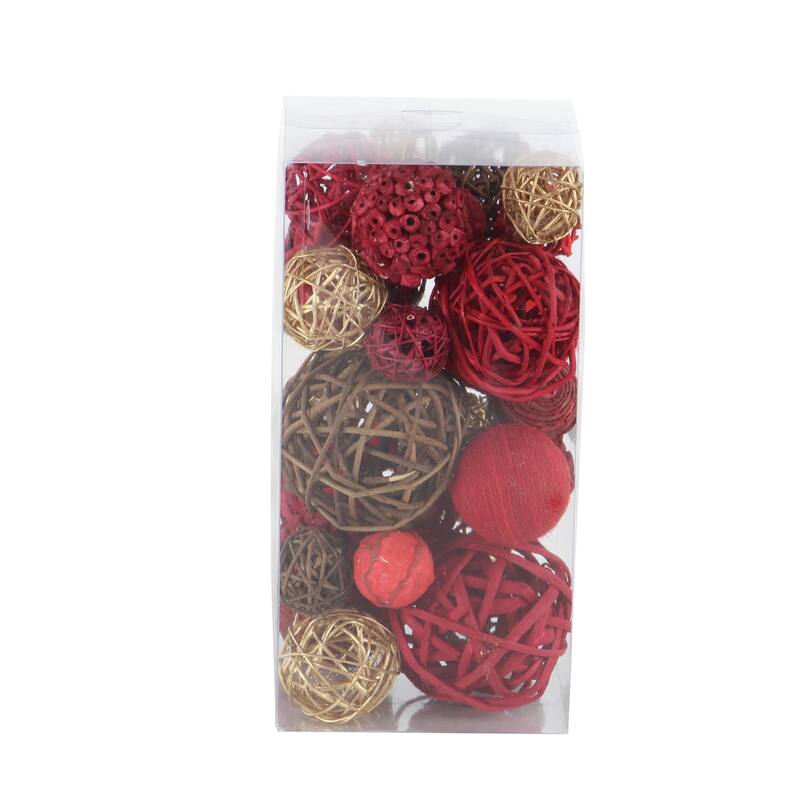 Multi Colored Dried Plant Handmade Orbs & Vase Filler with Varying Designs (Set of 2) - 6 x 6 x 12Round