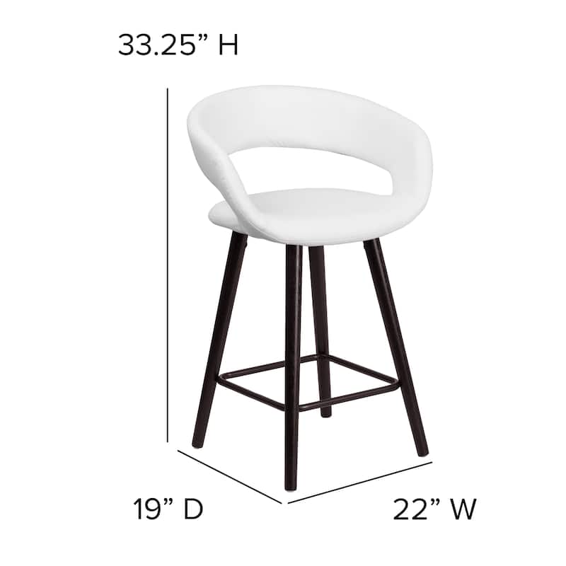 Contemporary Rounded Back Counter Height Stool with Wood Frame - 22"W x 19"D x 33.25"H