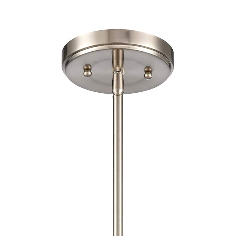 Elk Home Regalia Satin Nickel With White Linen Shade 1 Light Pendant - 18''