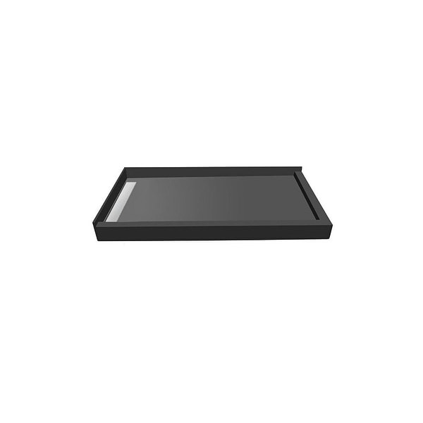 Tile Redi WF4272LDR-PVC 42" x 72" Corner Tileable Shower Pan with Left WonderFall Trench Drain - Black
