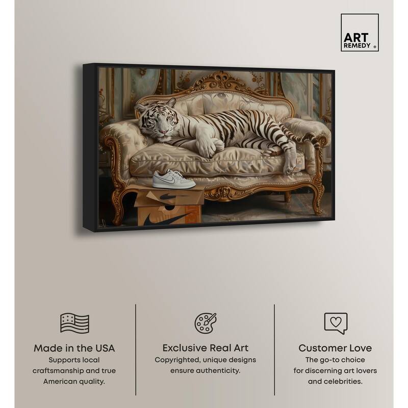 Lounging Sneaker Tiger Canvas by Art Remedy