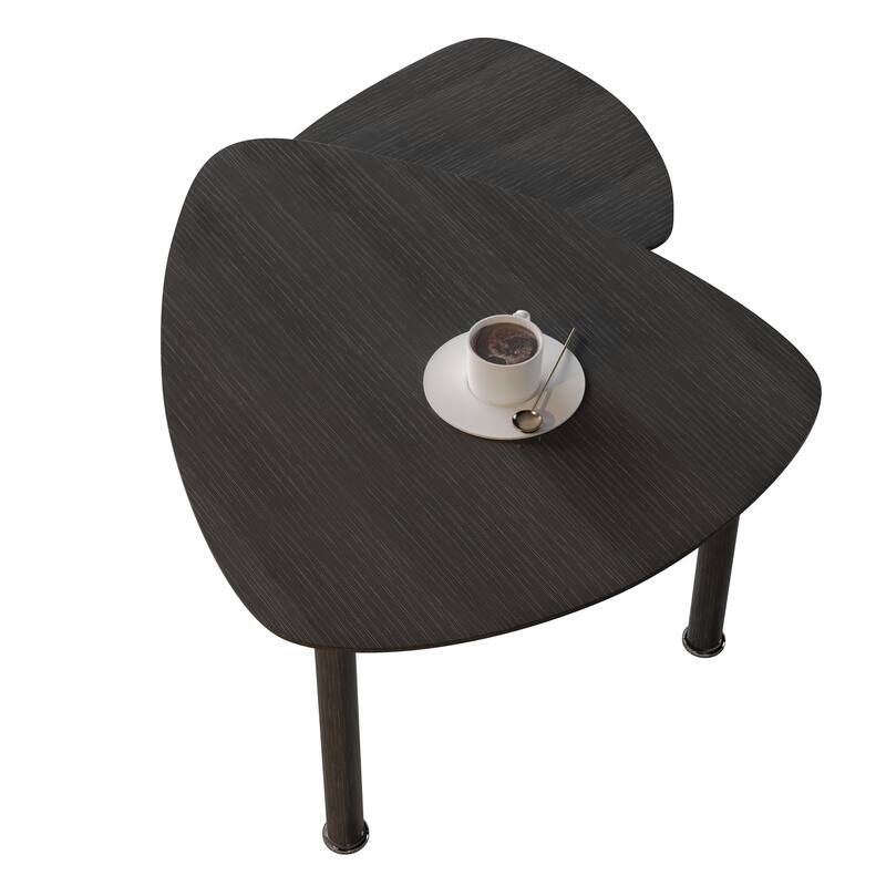 GDFStudio - Vesper 360 Degree Rotatable Nesting Coffee Table with Solid Rubberwood Legs