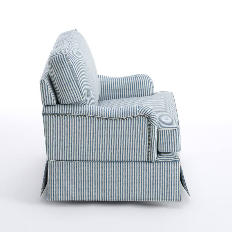 Modern Chenille Swivel Armchair and Storage Ottoman