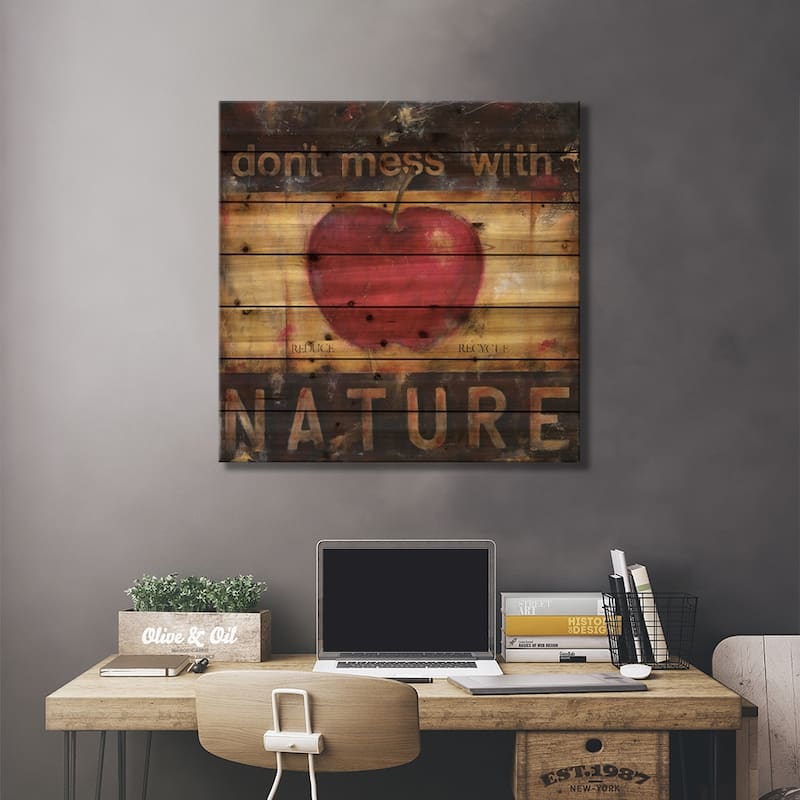 Don't Mess With Nature Print On Wood by Wani Pasion - Multi-Color