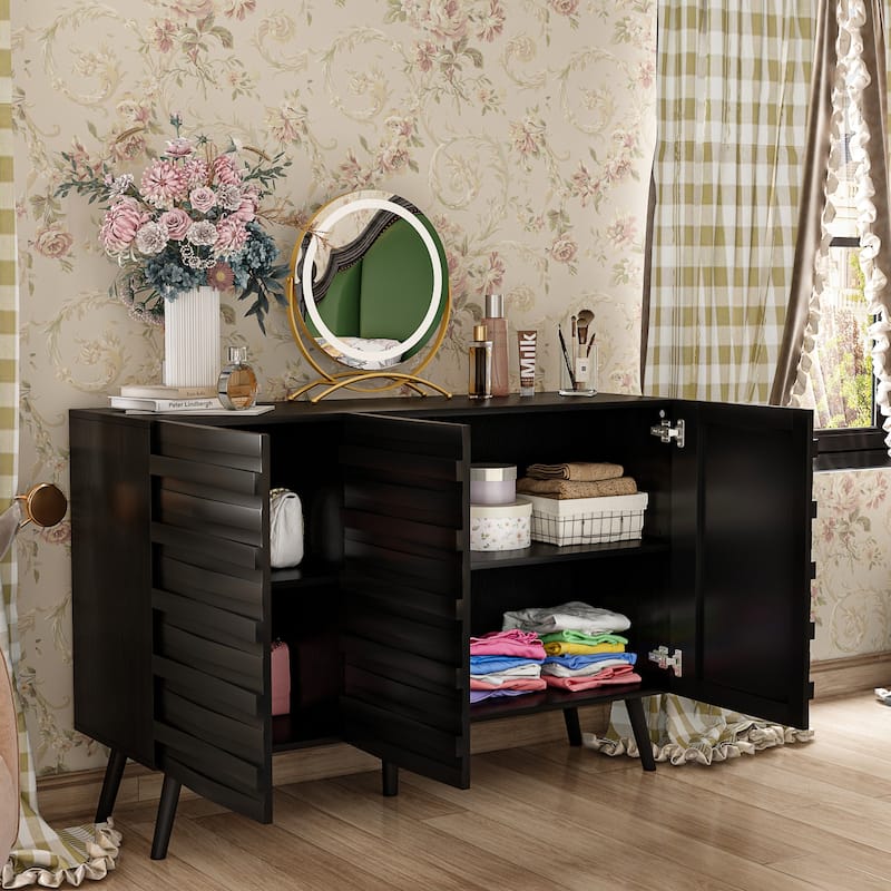 Elegant Black Buffet Cabinet Spacious Storage Organizer Dresser