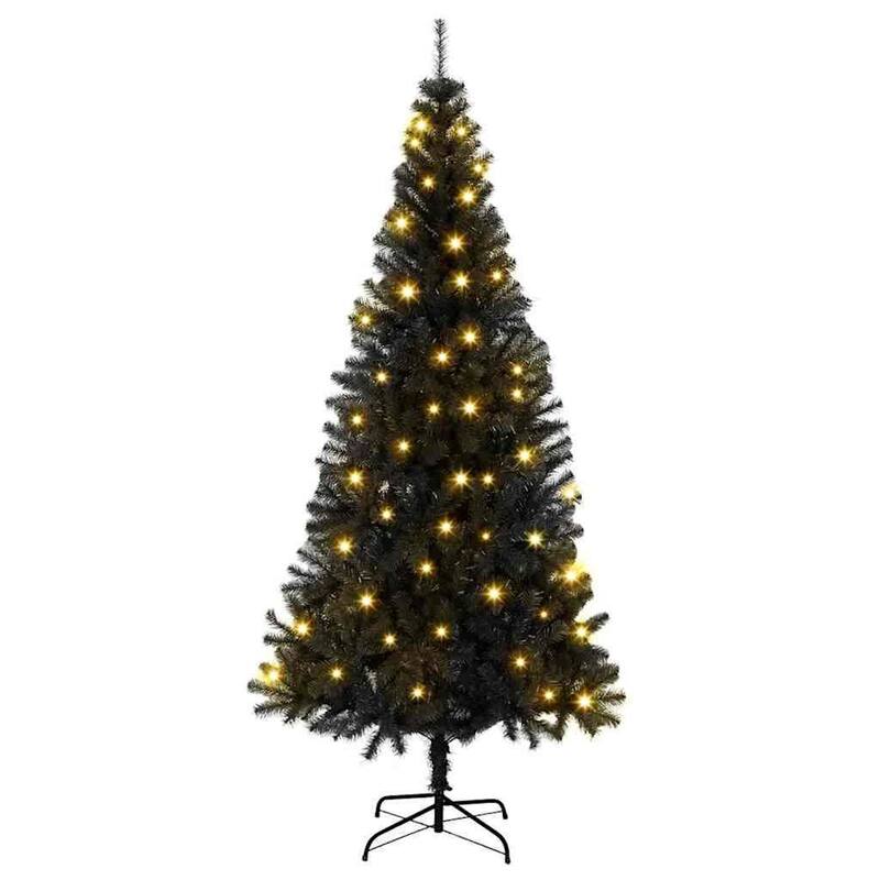 vidaXL Christmas Tree with 300 LEDs with Stand Black 70.9" PVC - 70.9