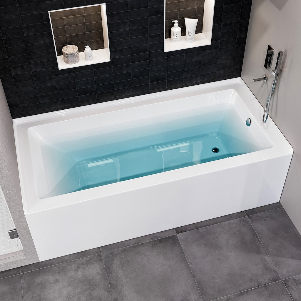 Eviva Swiss 54" Glossy White Acrylic Alcove Bathtub (Right Drain)