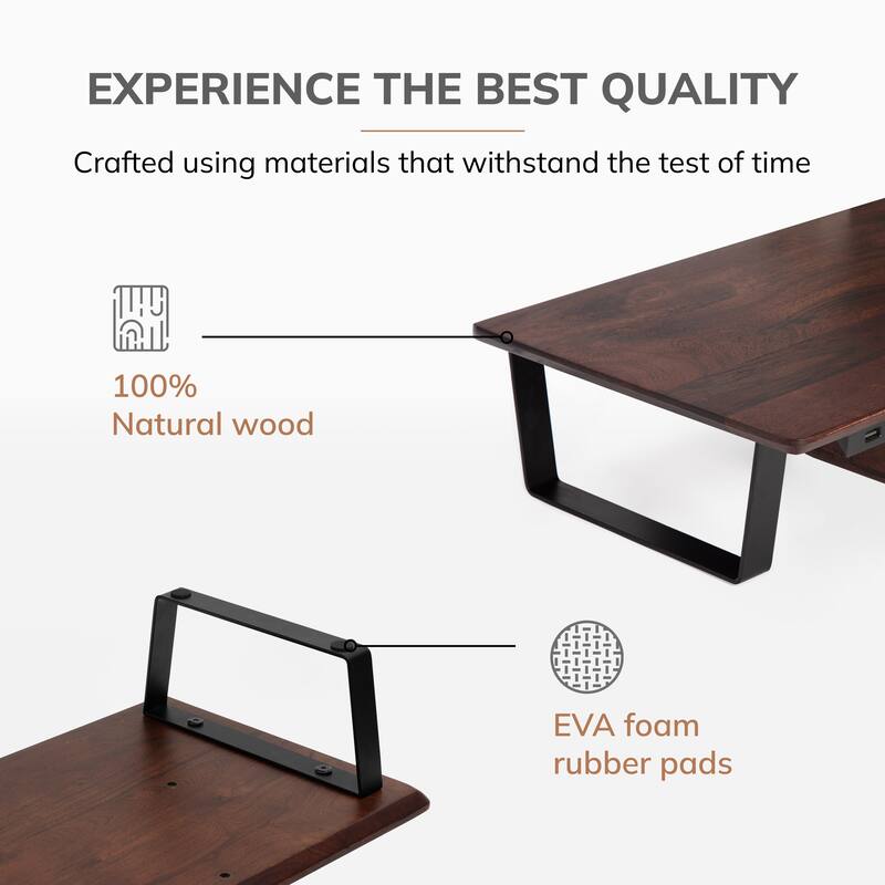 Jani Wood Monitor Stand Riser Desk - Ergonomic Design Stand, Desktop Organizer Table for Home, Office Workspace, Gaming Desk