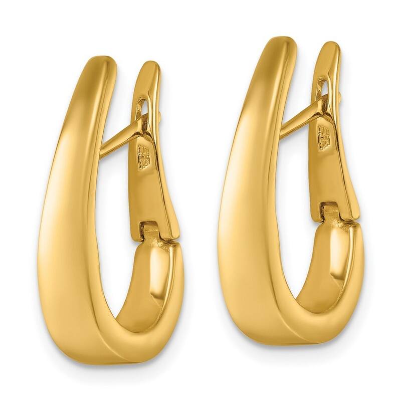 Curata 14k Yellow Gold U Shape Hinged Post Earrings - 22.4x13.6mm