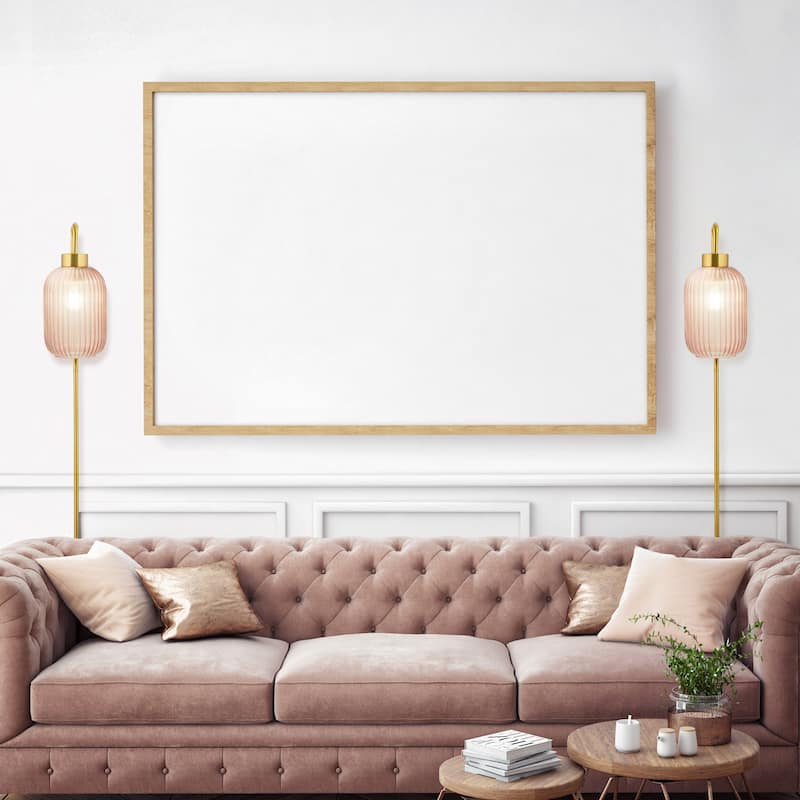 Adrienne River of Goods Pink Glass and Metal Retro Wall Sconce - 5.375" x 8.625" x 32.25"