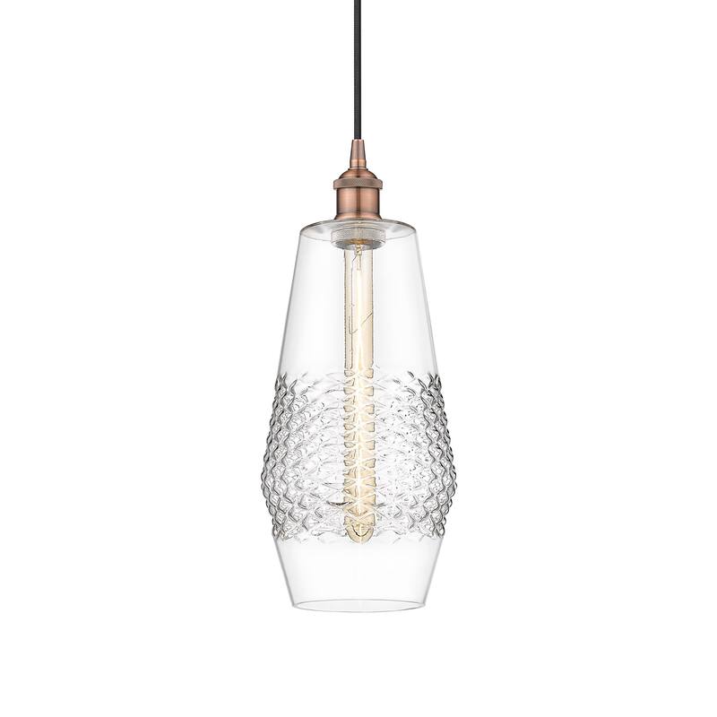 Innovations Lighting 616-1P-17-7 Windham Pendant Windham 7" Wide Mini - Antique Copper / Clear