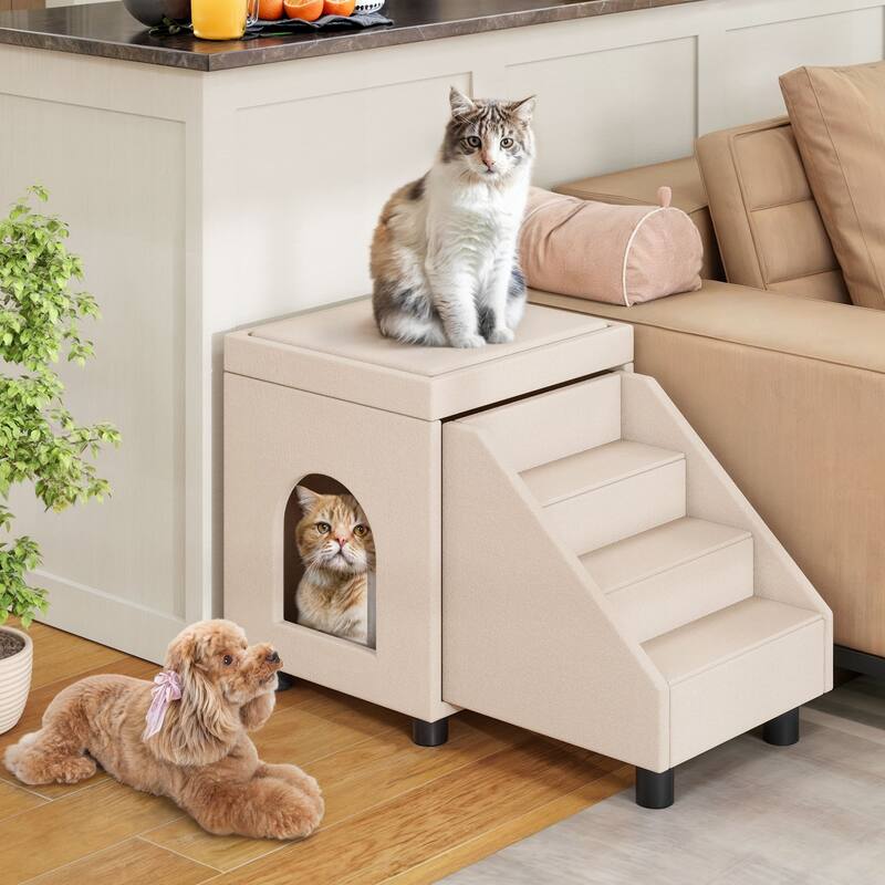 4 Stairs Foldable Pet Stair Pet Steps with Mats