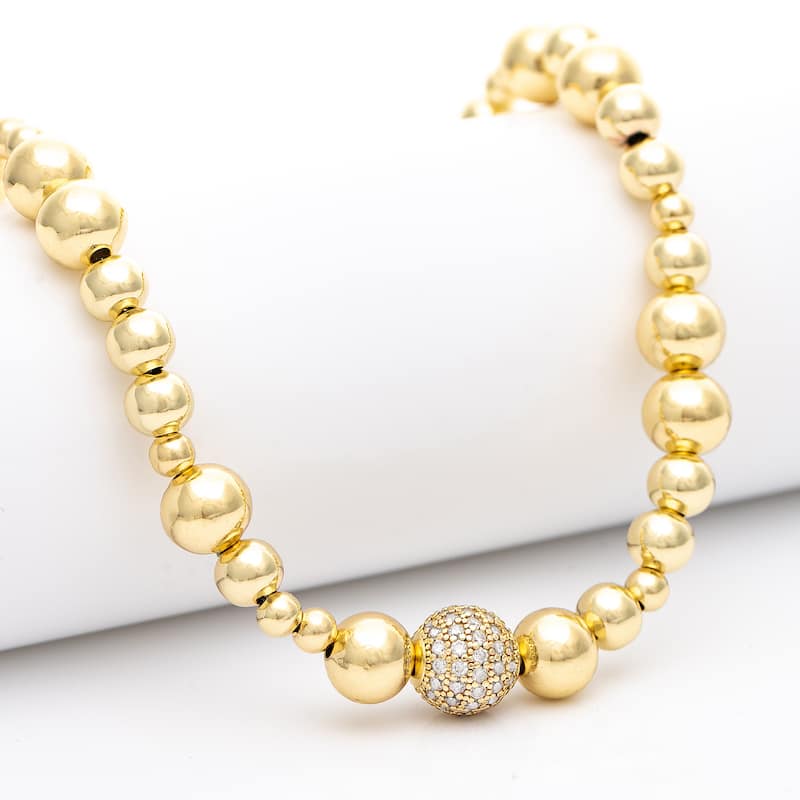 Rivka Friedman 18K Gold Clad Beaded Necklace with CZ Beaded details