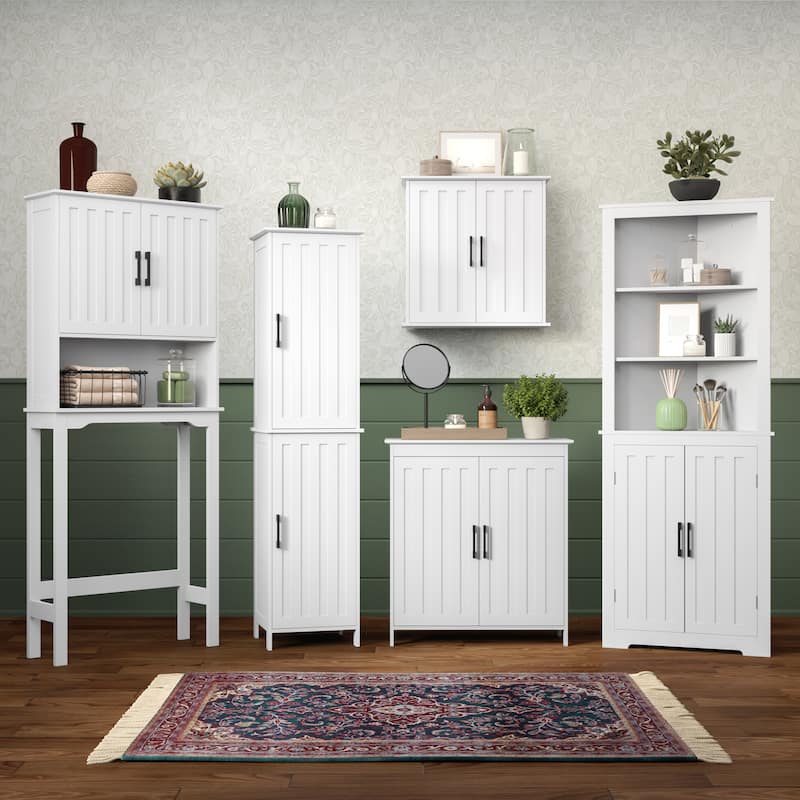 RiverRidge Monroe Two-Door Bathroom and Laundry Wall Mount Storage Medicine Cabinet with Fixed and Adjustable Shelves - White