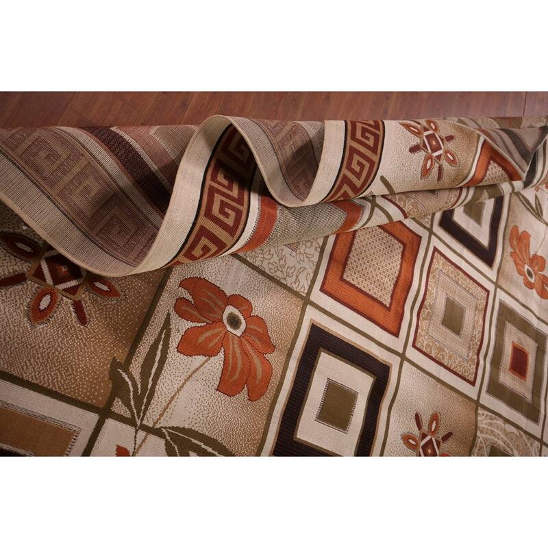 Contemporary Geometric Kashan Turkish Rug Machine Made Floral Carpet - 9'9" x 12'4"