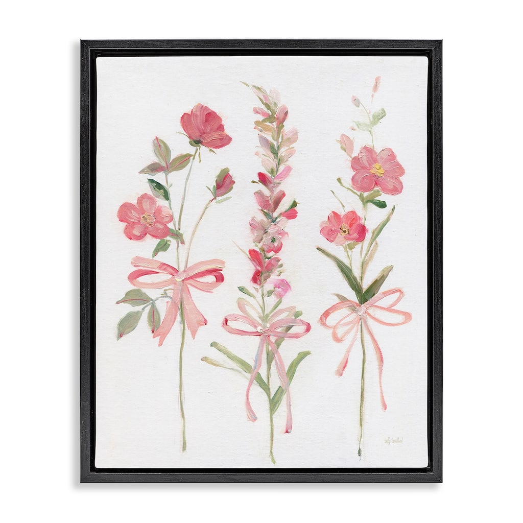 Stupell Pastel Pink Floral Sprigs Framed Floater Canvas Wall Art Design By Sally Swatland