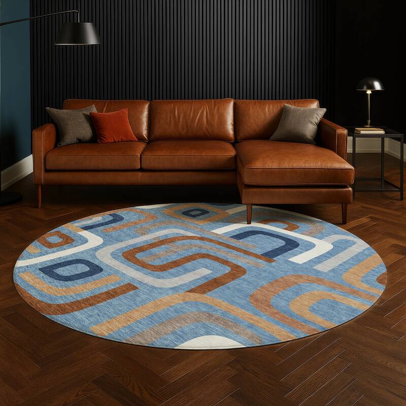 Machine Washable Indoor/ Outdoor Modern Penner Chantille Rug