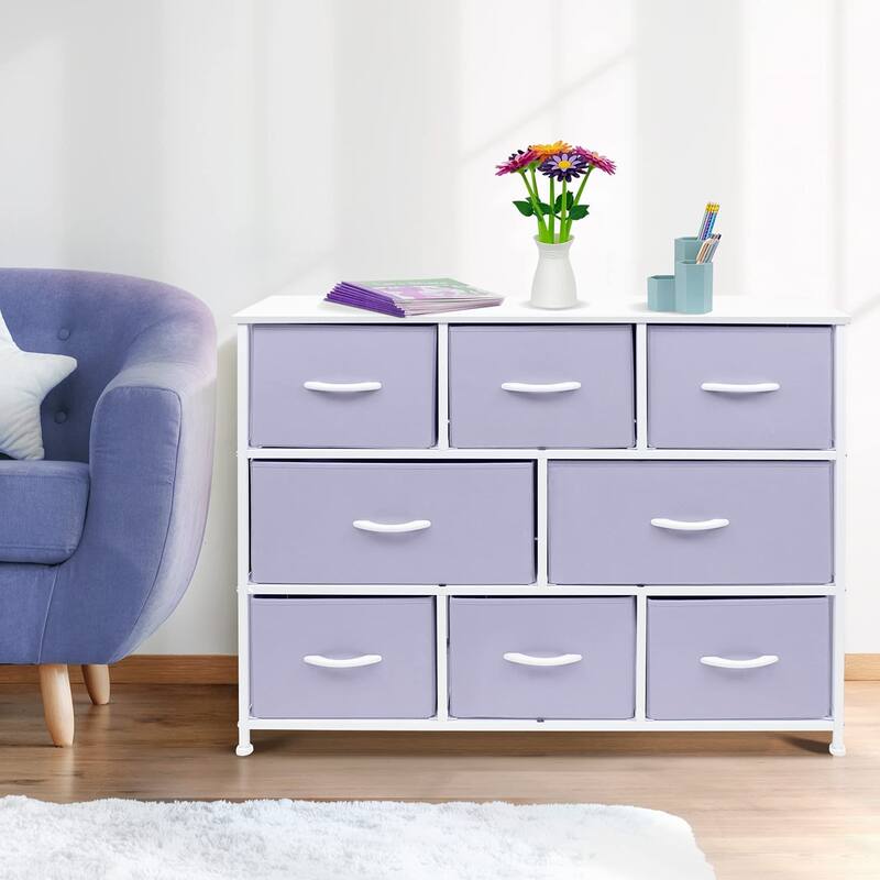 Sorbus White Frame Bold Color 8-drawer Dresser
