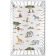 preview thumbnail 1 of 4, Fitted Mini Portable Crib Sheet Jungle Animals Portable Crib Pack and Play Green Black and White Safari Elephant Giraffe Lion