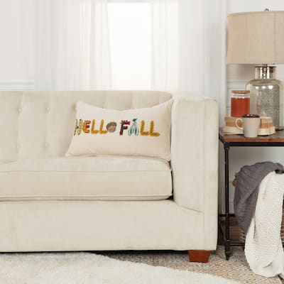 Rizzy Home Hello Fall Embroidered Throw Pillow