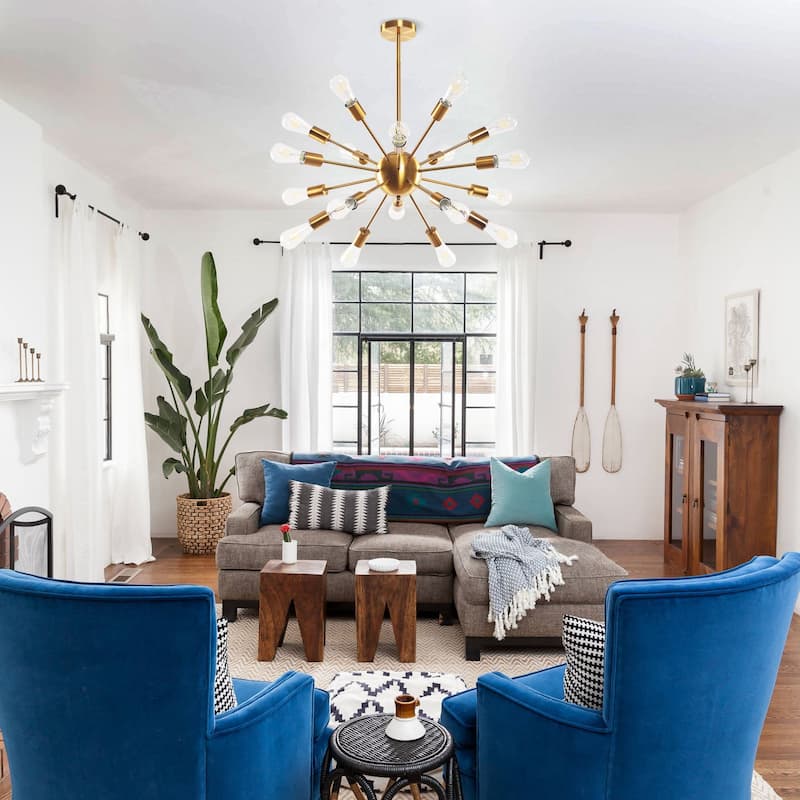 Modern 18-light Metal Adjustable Sputnik Chandelier for Dining Room