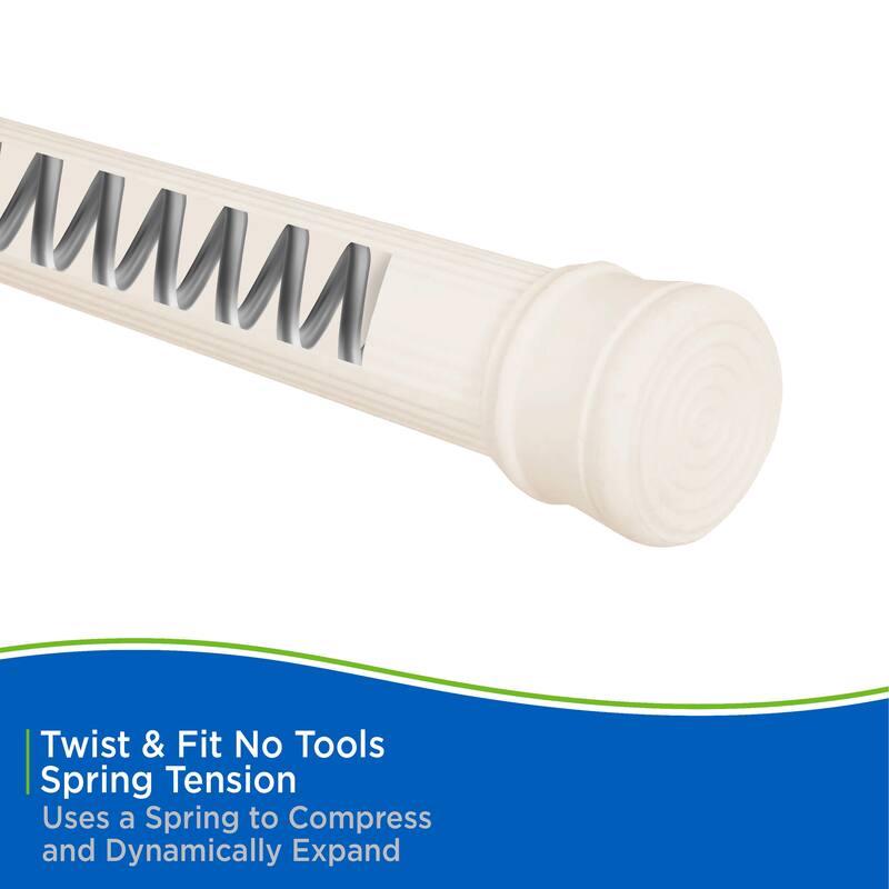 Kenney Twist & Fit No Tools Spring Tension Shower Curtain Rod, 42-72"