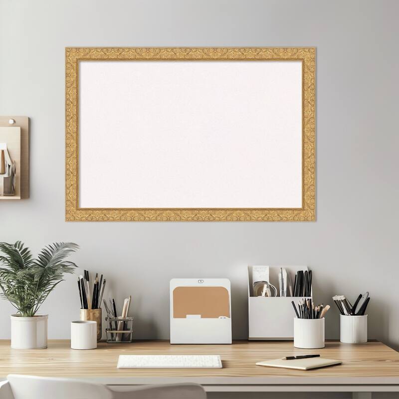 Lila Gold Wood Framed Cork Board - Bulletin Board, Organization Board, Pin Board