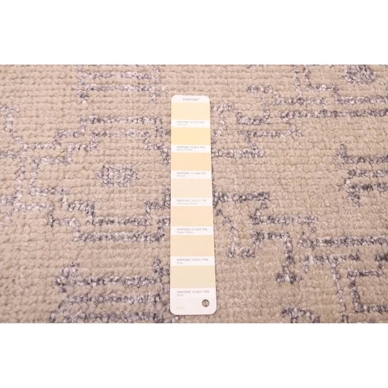 ECARPETGALLERY Hand-knotted Tangier Light Khaki Viscose, Wool Rug - 5'4 x 7'7
