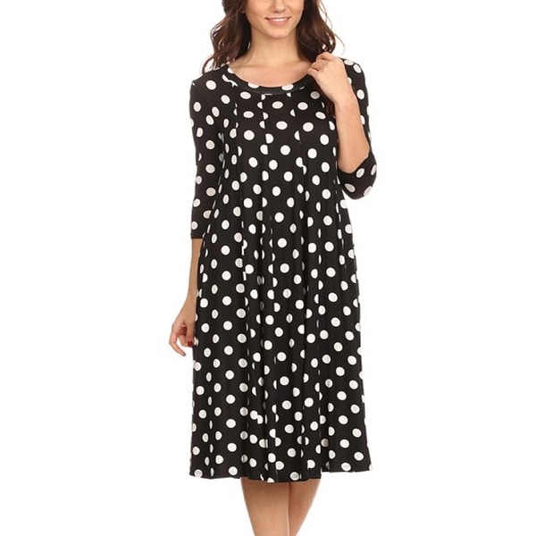 Women's Polka Dot Loose Fit A-Line Midi Dress. Opens flyout.