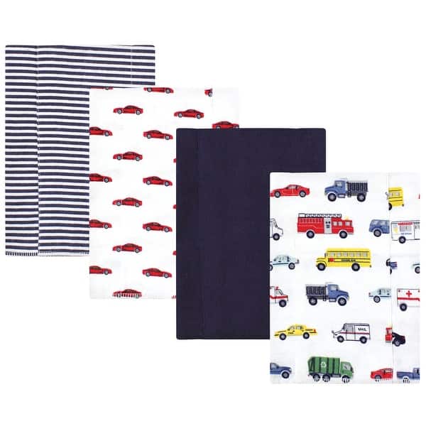 slide 1 of 1, Hudson Baby Infant Boy Cotton Flannel Burp Cloths, Going Places 4 Pack, One Size - Going Places 4 Pack - One Size One Size - Going Places 4 Pack
