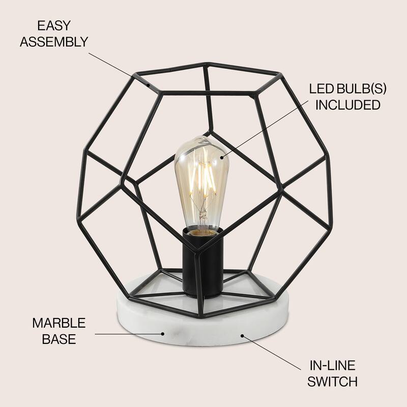 James 10" Metal/Marble LED Table Lamp, Brass by JONATHAN Y