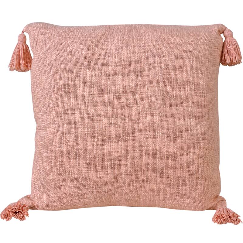 Hand Woven Square Throw Pillow with Tassels - 20" - Pink