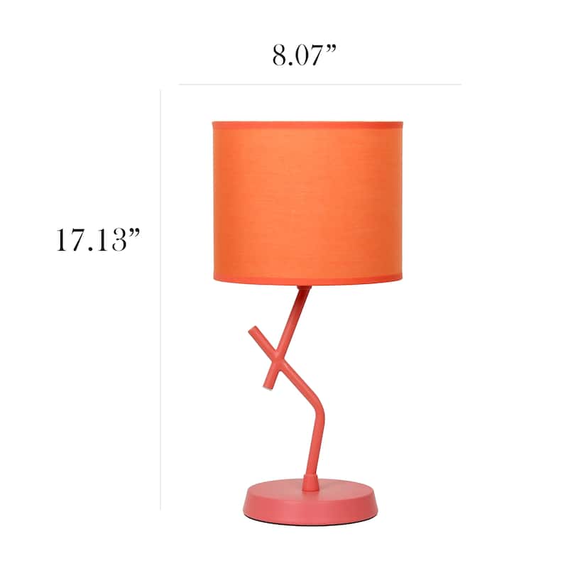 Modern Geometric Metal Table Lamp with Fabric Drum Shade for Bedroom Living Room Office Decor - 8.07” x 8.07” x 17.13”
