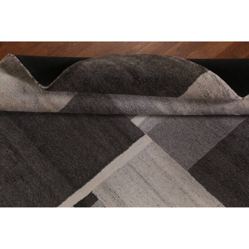 Grey Modern Indian Area Rug Handmade Wool Carpet - 5'3" x 7'7"