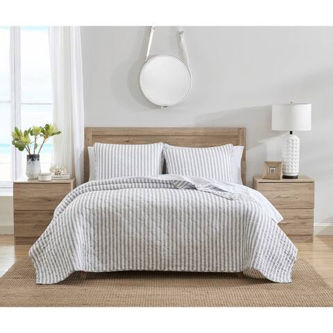 Stone Cottage Willow Way Ticking Stripe Cotton Grey Quilt Set