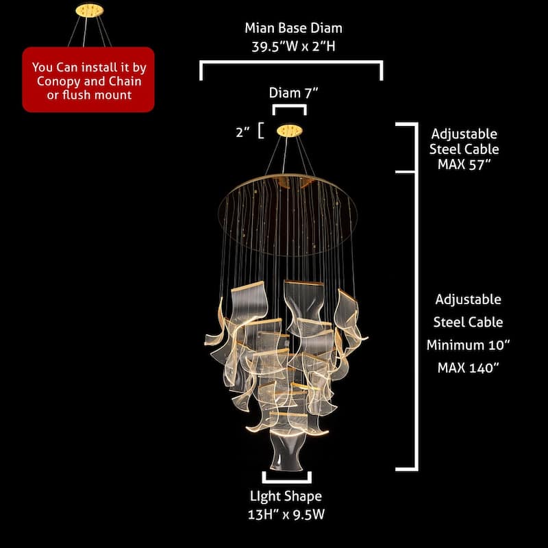 Luxury LED modern Chandelier 24 lights for Foyer staircase or hallway