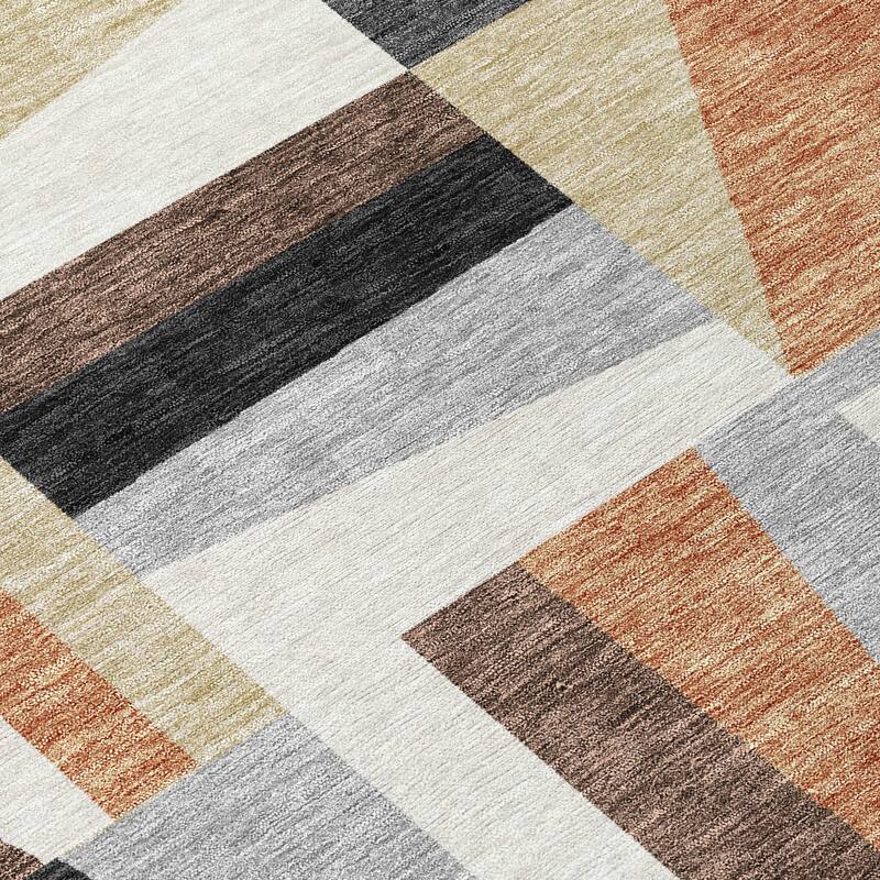 Machine Washable Indoor/ Outdoor Contemporry Mosaic Chantille Rug