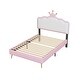 preview thumbnail 6 of 8, Twin Platform Bed with LED Crown Headboard, Upholstered for a Princess Look