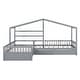 preview thumbnail 11 of 15, Twin Size House Bed Wood L-Shaped Platform Bed with Three Storage Drawers and Guardrail